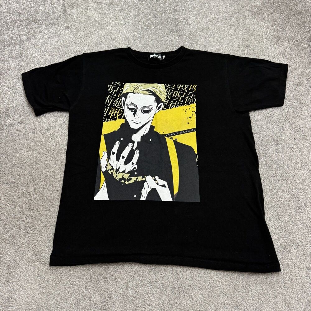 Bandai Jujutsu Kaisen Graphic T‑Shirt Men Large Black Kento Nanami Anime Manga